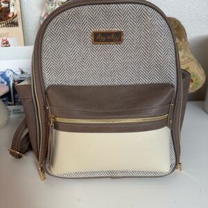 Itzy Ritzy Tan and Cream Backpack